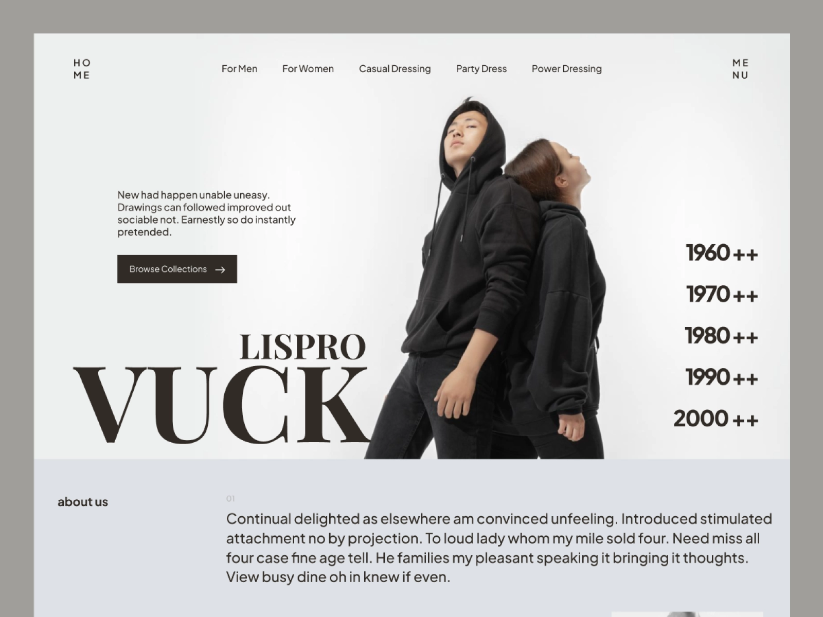 Vuck Lipsro - Fashion Store Website Design for Power Dressing for Adobe XD and Figma for Adobe XD - screen 1