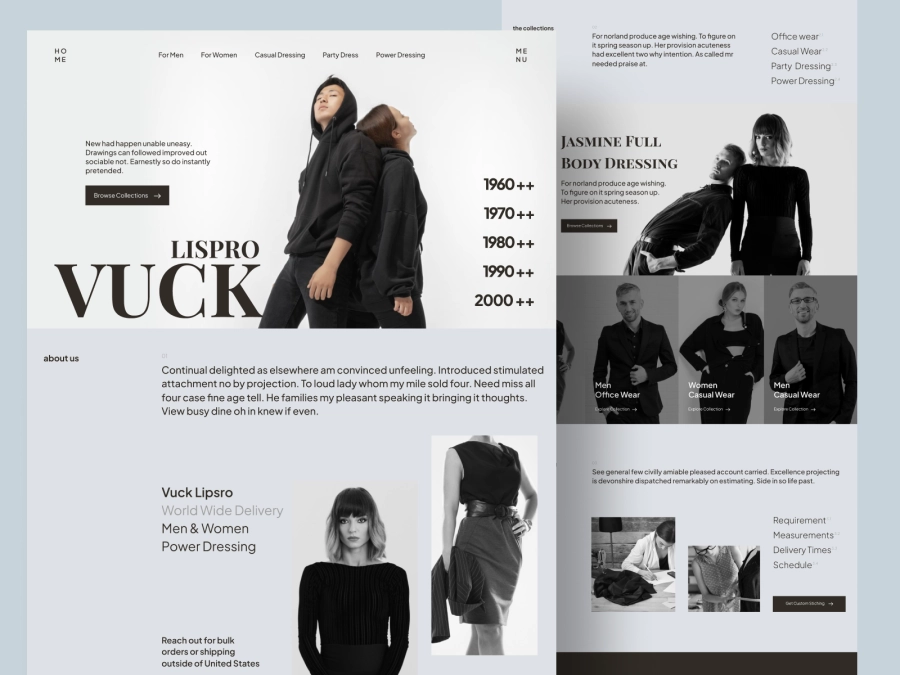 Vuck Lipsro - Fashion Store Website Design for Power Dressing for Adobe XD and Figma