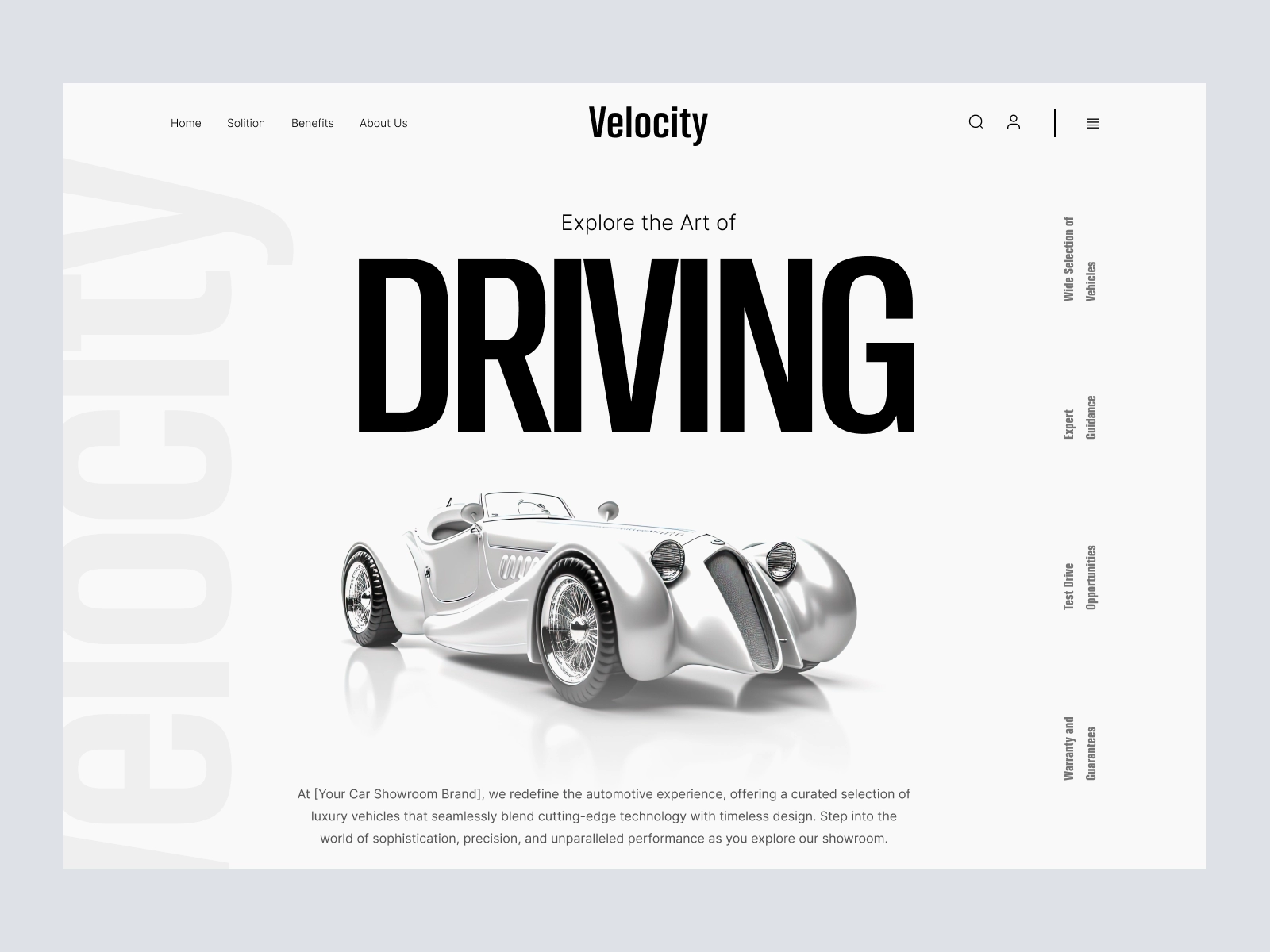Velociy - Retro Cars Store Website Design for Adobe XD - screen 1
