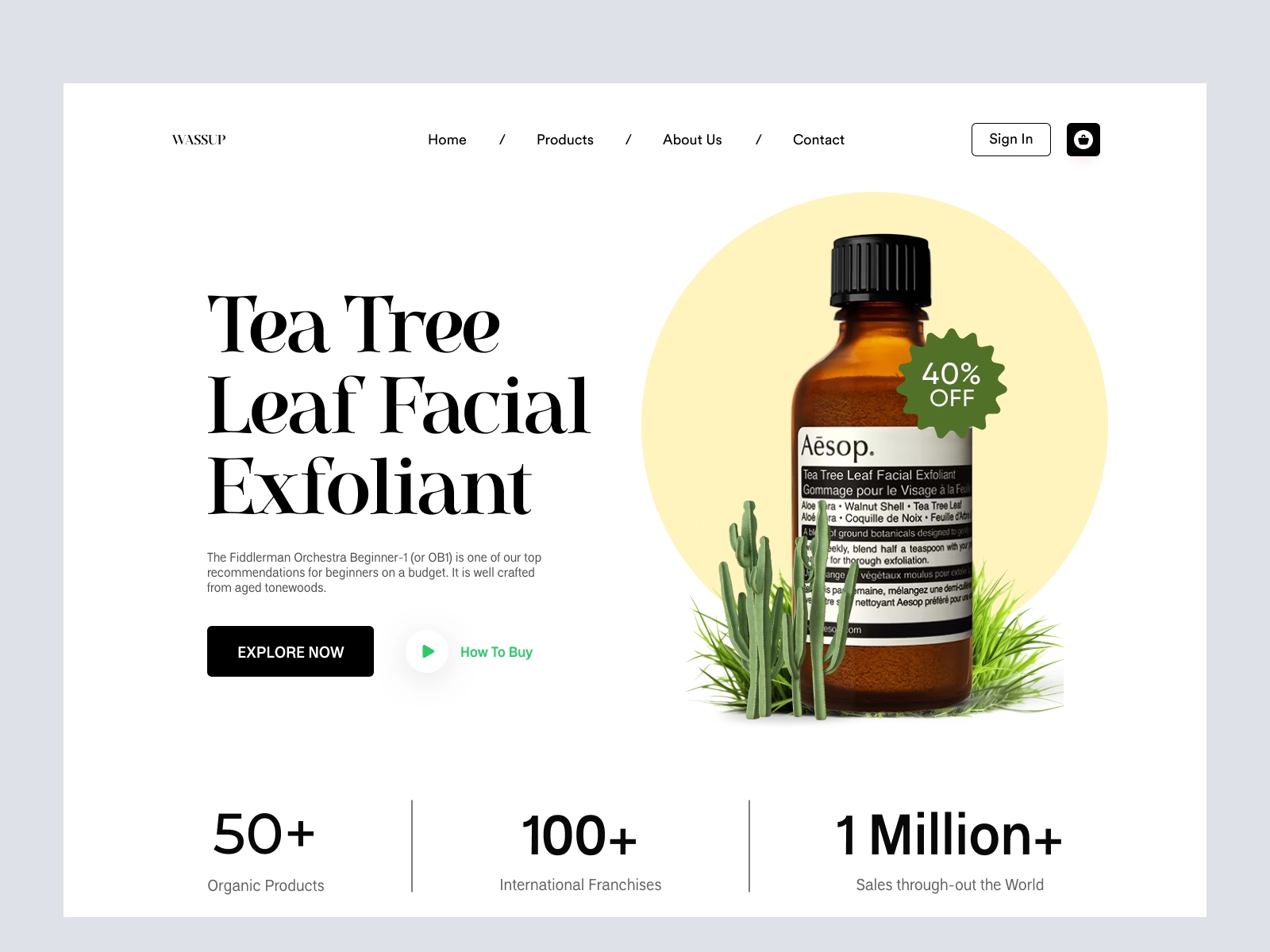 Wassup - Organic Tea and Coffee Shopify Store Design for Adobe XD - screen 1