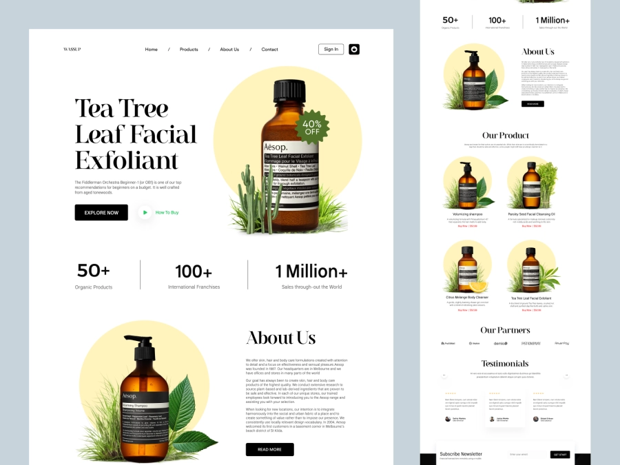 Download Wassup - Organic Tea and Coffee Shopify Store Design for Adobe XD