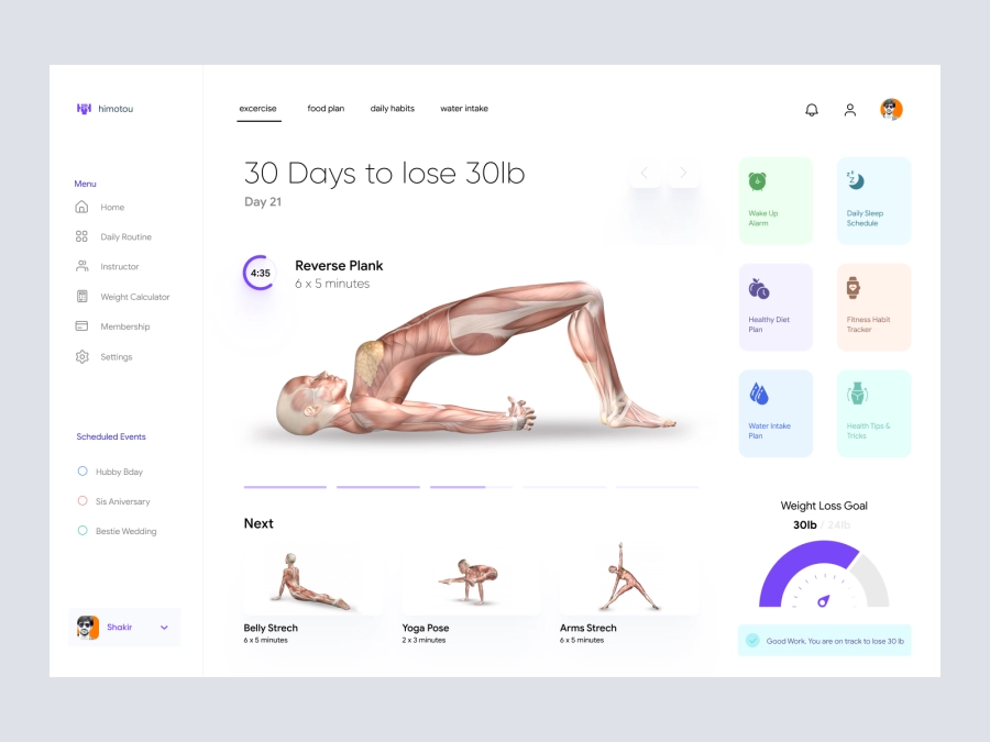 Download Weight Loss Dashboard UI Concept for Adobe XD