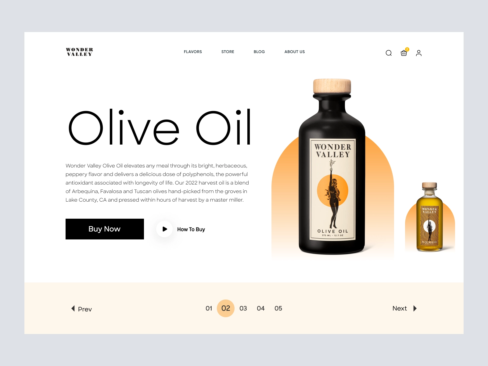 Wonder Valley - Olive Oil Shopify Store Design for Adobe XD - screen 1
