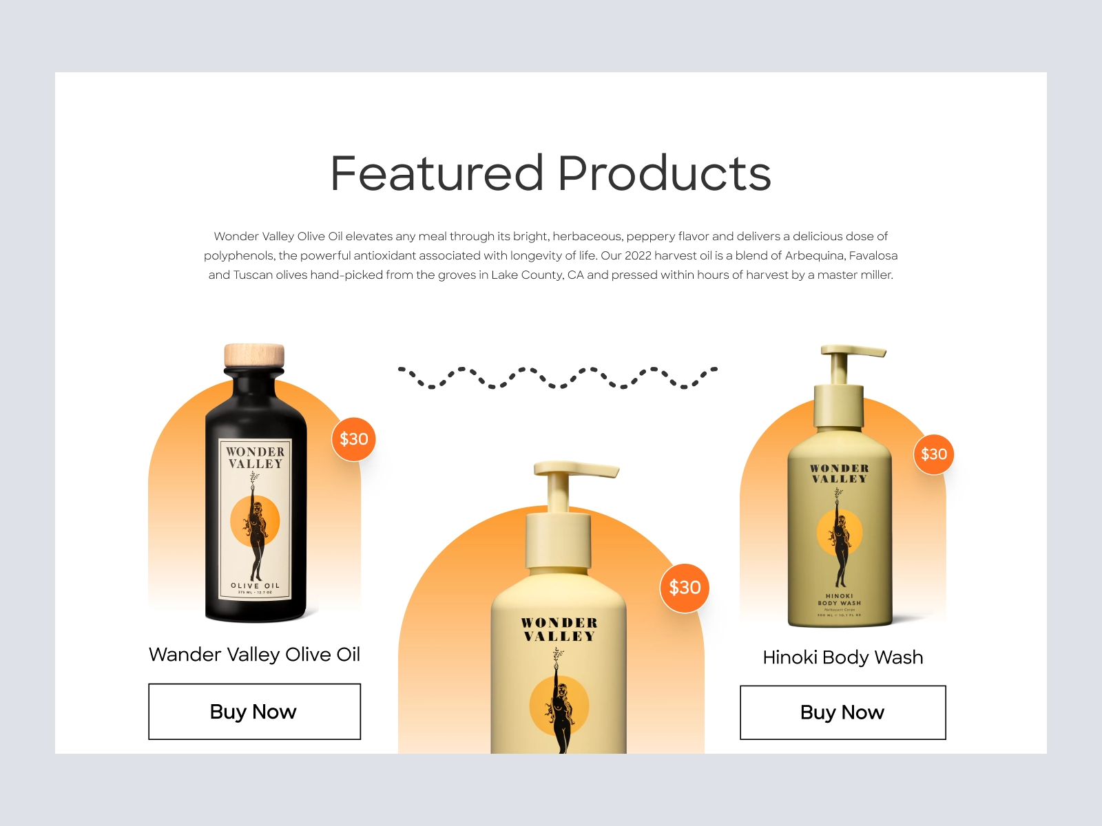 Wonder Valley - Olive Oil Shopify Store Design for Adobe XD - screen 2